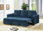 Dionisia Navy Linen Like Fabric Convertible Sofa