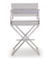 Director White Vegan Leather/Steel Counter Stool