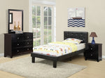 Dodie 4-Pc Black Wood/Faux Leather Twin Bedroom Set