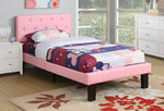 Dodie 4-Pc White Wood/Pink Faux Leather Twin Bedroom Set