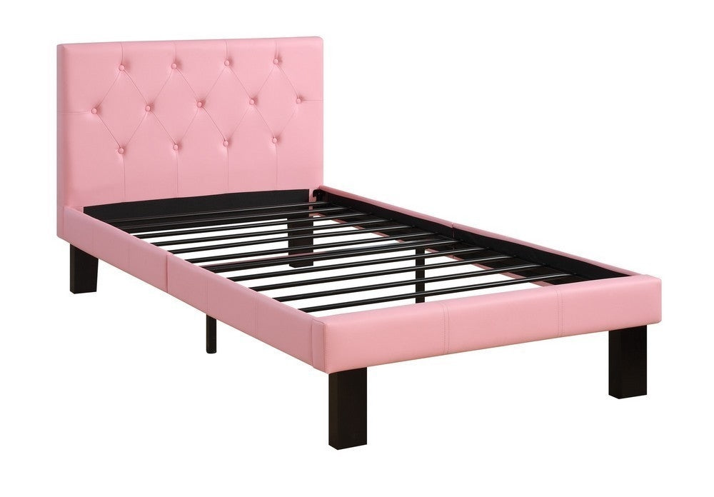 Dodie Pink Faux Leather Upholstered Twin Bed