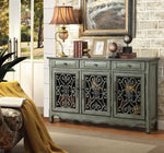 Donata Antique Green Wood 3-Door Accent Cabinet