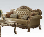 Dresden 3-Pc Bone PU Leather/Gold Patina Sofa Set with Pillows