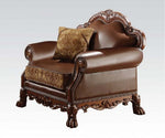 Dresden 3-Pc Brown PU Leather/Chenille/Cherry Oak Sofa Set