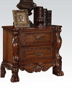 Dresden Cherry Oak Wood Nightstand with Poly Decorations