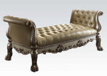 Dresden Gold Patina PU Leather/Wood Bench with Poly Decorations