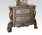 Dresden Gold Patina/Bone Wood Nightstand with Poly Decorations