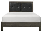 Edina Black Faux Leather/Dark Gray Wood Queen Bed