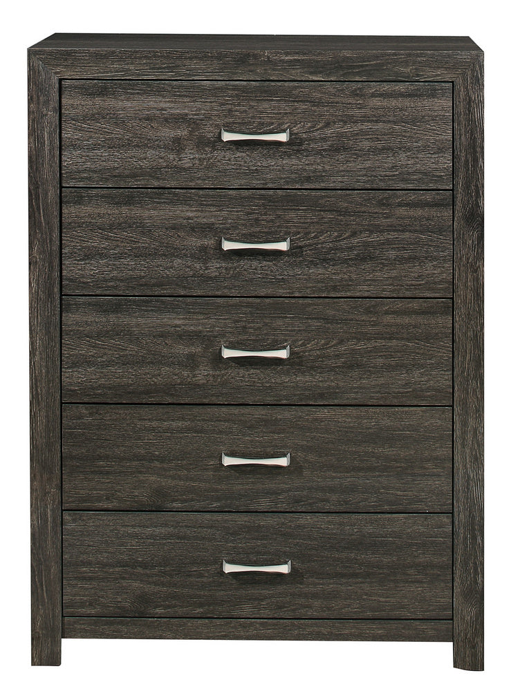 Edina Dark Gray Wood 5-Drawer Chest