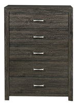 Edina Dark Gray Wood 5-Drawer Chest