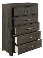 Edina Dark Gray Wood 5-Drawer Chest