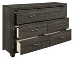 Edina Dark Gray Wood 6-Drawer Dresser