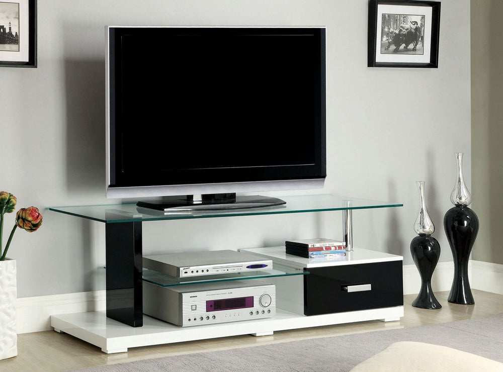 Egaleo Black/White Glass/Wood TV Stand