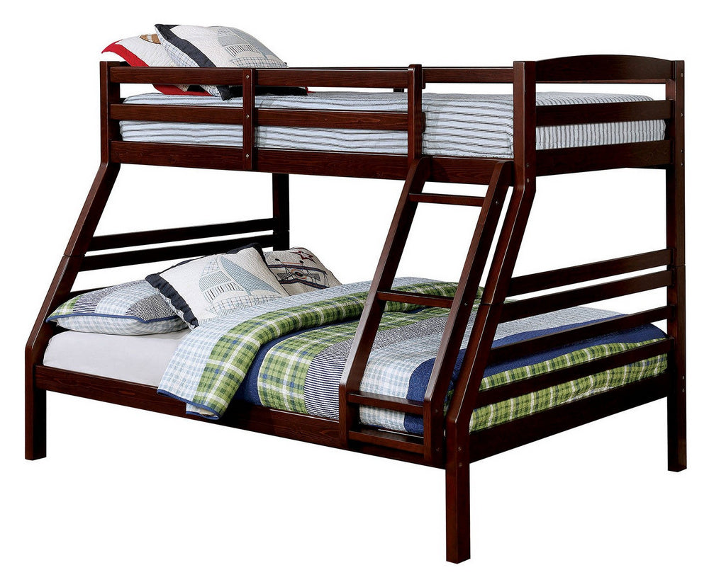 Elaine Dark Walnut Wood Twin/Full Bunk Bed