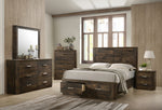 Elettra Rustic Walnut Wood Queen Bed with Storage