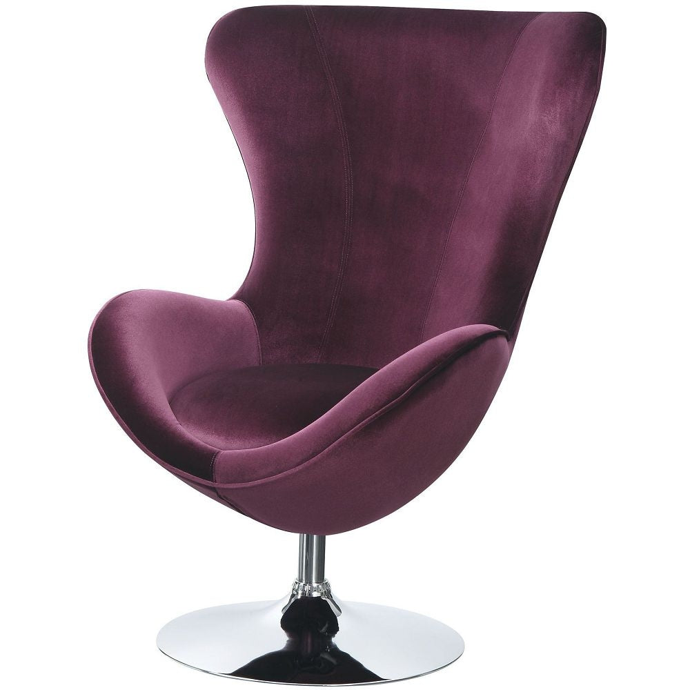 Eloise Purple Fabric Accent Chair with Ottoman