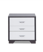 Eloy White & Black Wood Nightstand with 3 Drawers