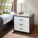 Eloy White & Black Wood Nightstand with 3 Drawers