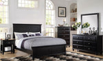 Evelyn Black Wood Cal King Panel Bed