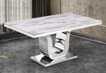 Bellamy 5-Pc White Marble/Beige Dining Table Set