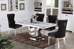 Bellamy 5-Pc White Marble/Black Dining Table Set