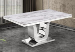 Bellamy 5-Pc White Marble/Black Dining Table Set