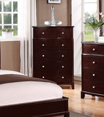 Emilia 6-Pc Cherry Wood/Faux Leather King Bedroom Set