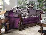 Emilia Purple/Silver Chenille Loveseat