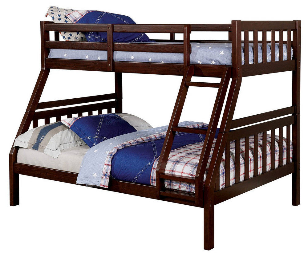 Emilie Dark Walnut Wood Twin/Full Bunk Bed