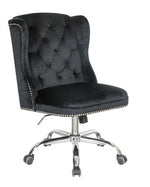 Emmalyn Black Velvet Adjustable Office Chair