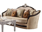 Ernestine Tan Fabric Sofa with Contrast Leaf Crown (Oversized)