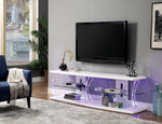 Ernst White Wood 72" TV Stand w/ Glass Shelf