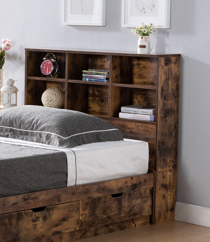 Essence Distressed Wood Finish Twin Bed with Storages