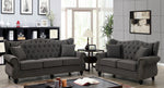 Ewloe Dark Gray Linen Button Tufted Chair