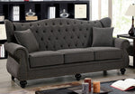 Ewloe Dark Gray Linen Button Tufted Sofa