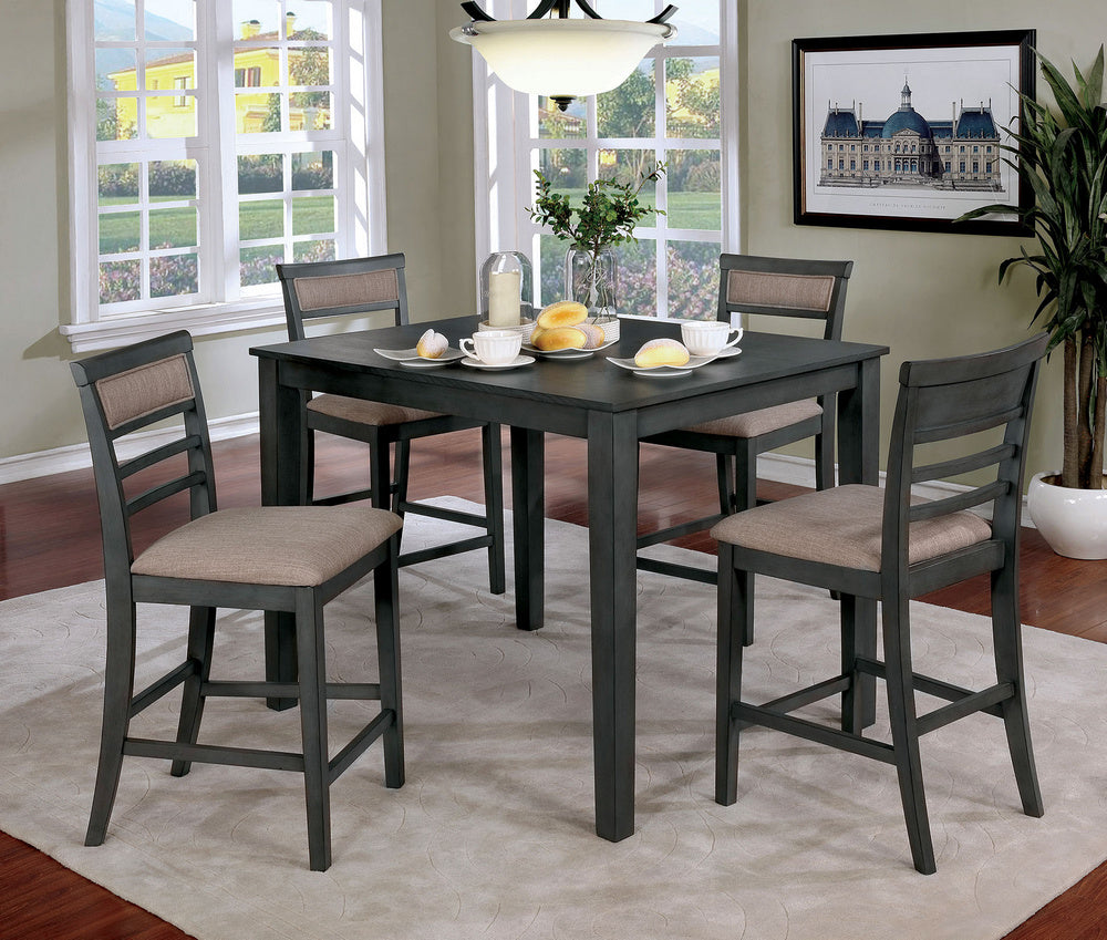 Fafnir 5-Pc Gray Wood Counter Height Table Set