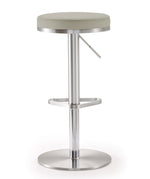 Fano Light Grey Vegan Letaher Adjustable Bar Stool