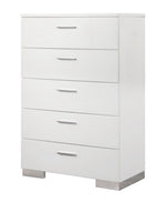 Felicity Glossy White Wood 5-Drawer Chest