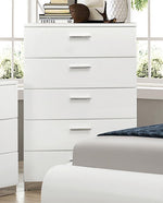 Felicity Glossy White Wood 5-Drawer Chest