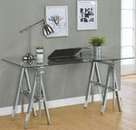 Fenna Chrome Adjustable Writing Desk with Clear Glass Top