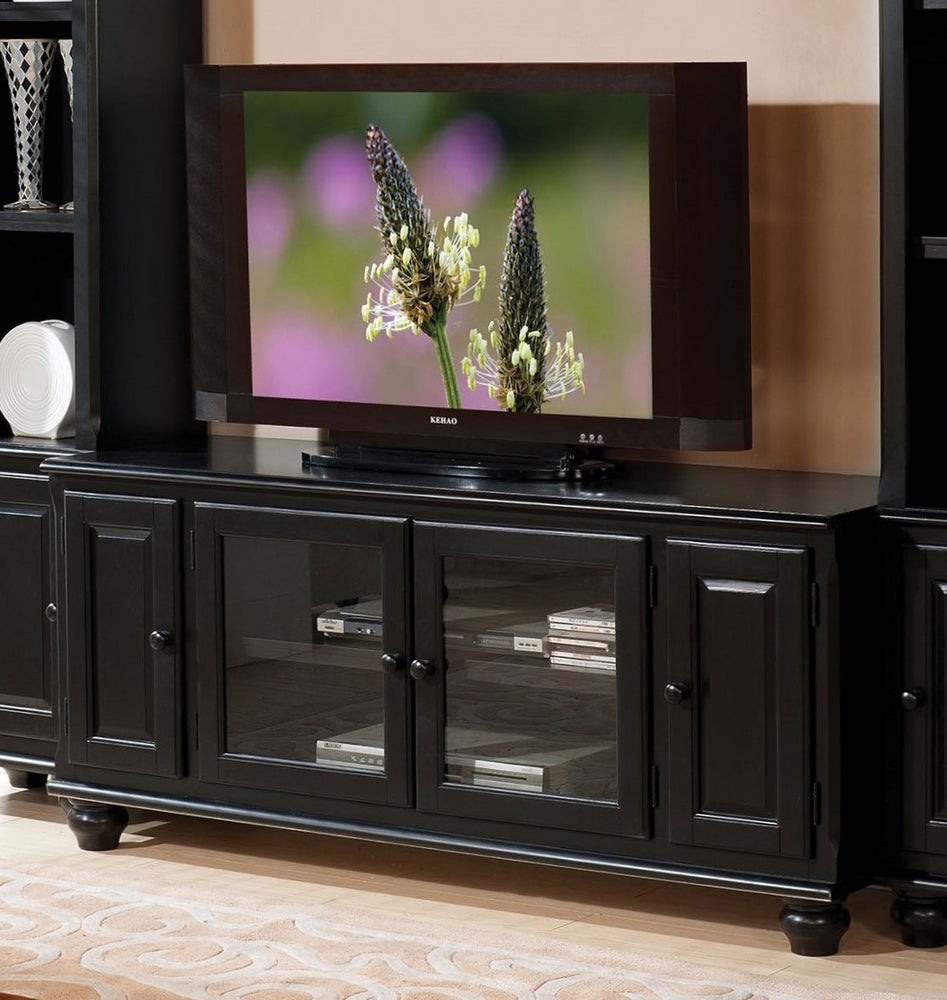 Ferla Black Wood TV Stand with 4 Doors