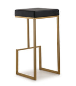 Ferrara 2 Black Vegan Leather/Gold Steel Bar Stools