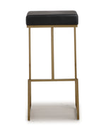 Ferrara 2 Black Vegan Leather/Gold Steel Bar Stools