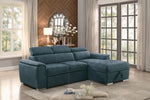 Ferriday 2-Pc Blue Fabric RAF Sectional w/Pull-Out Bed