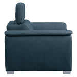 Ferriday Blue Fabric Chair with Pull-Out Ottoman