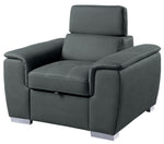 Ferriday Gray Fabric Chair with Pull-Out Ottoman