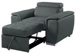 Ferriday Gray Fabric Chair with Pull-Out Ottoman