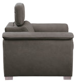 Ferriday Taupe Fabric Chair with Pull-Out Ottoman