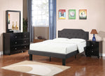 Filomena Ash Black Fabric Full Bed with Tufted Headboard
