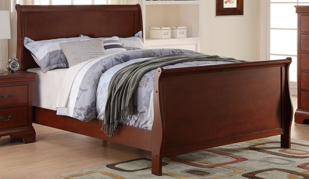 Fiona 3-Pc Cherry Wood Twin Bedroom Set with Sleigh Bed